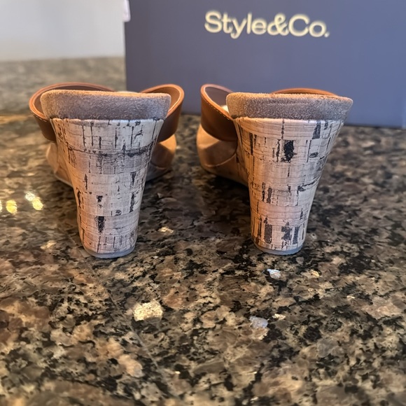 Style & Co chicklet cork wedge coffee sandal NIB 7 M - Picture 6 of 10